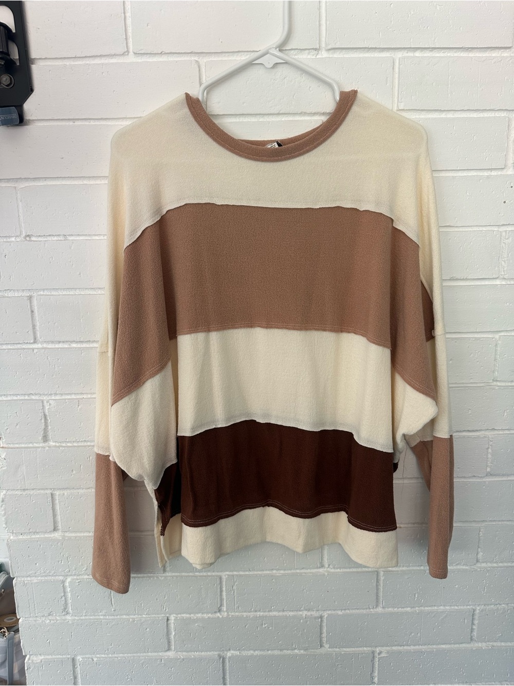 Francesca’s Neutral Striped Lightweight Sweater - Cream, Tan & Brown